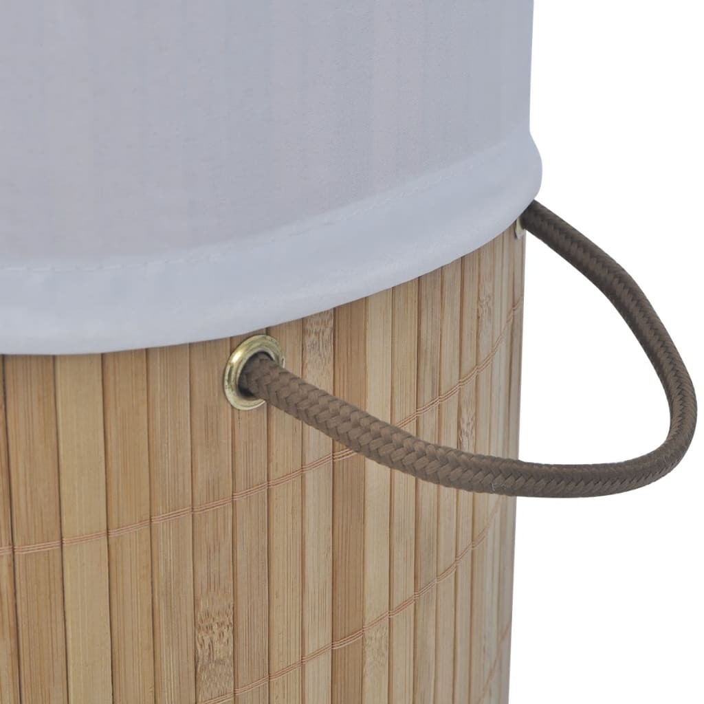 Bamboo Laundry Bin Round Natural