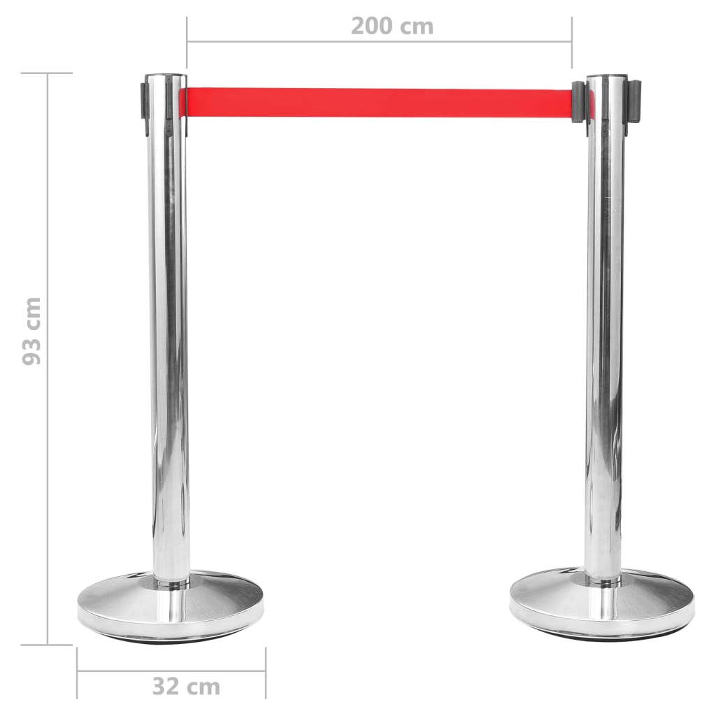 Stanchion with Belt Airport Barrier Stainless Steel Silver