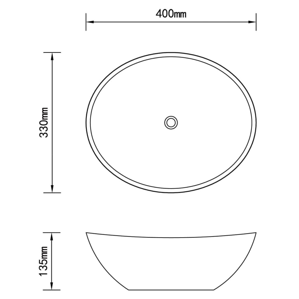 Luxury Basin Oval-shaped Matt Dark Grey 40x33 cm Ceramic