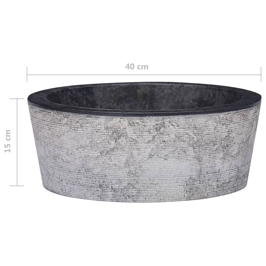 Sink Black Ø40x15 cm Marble