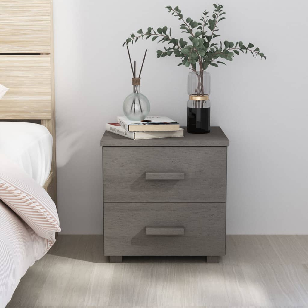 Bedside Cabinet HAMAR Light Grey 40x35x44.5 cm Solid Pinewood