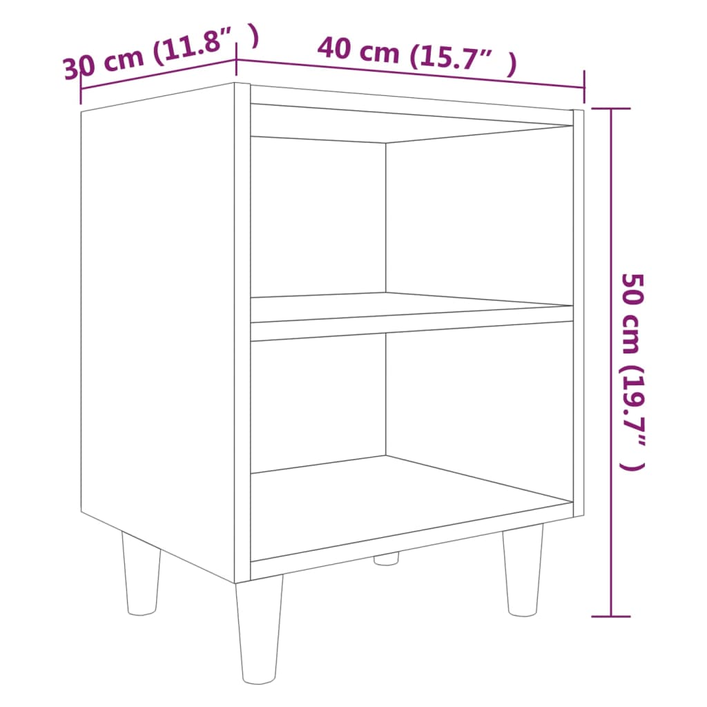 Bed Cabinets with Solid Wood Legs 2 pcs Brown Oak 40x30x50 cm