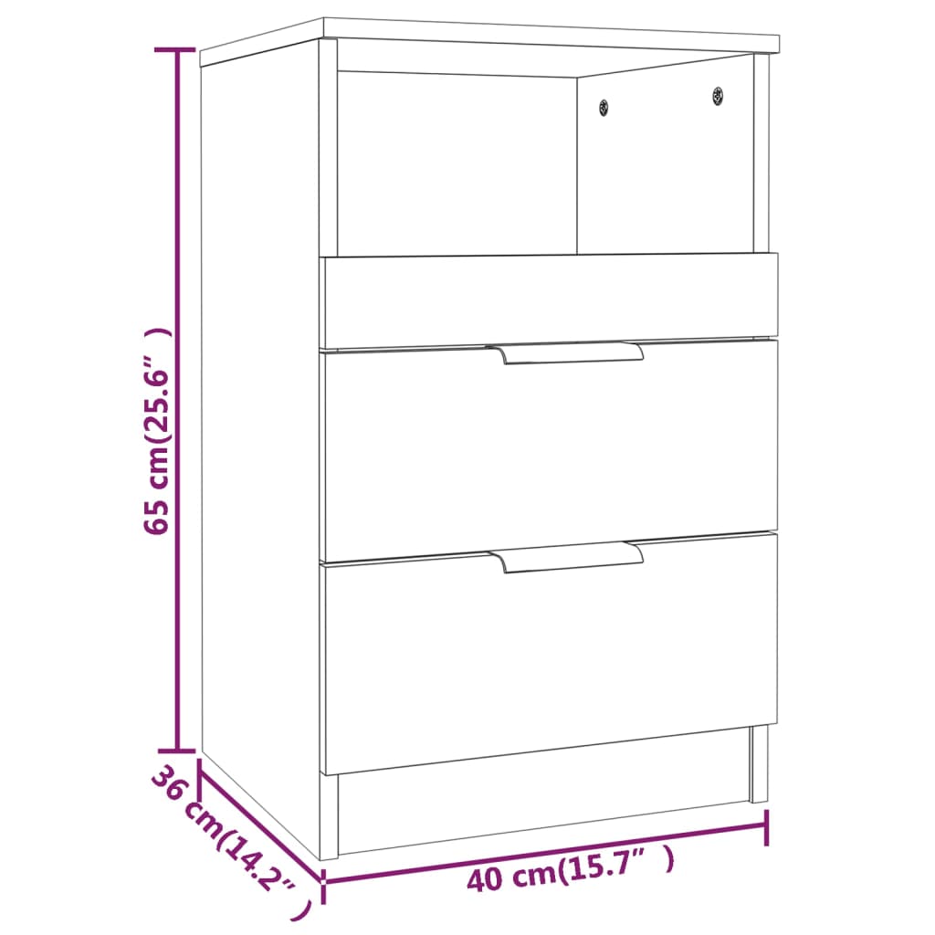 Bedside Cabinet Smoked Oak Engineered Wood