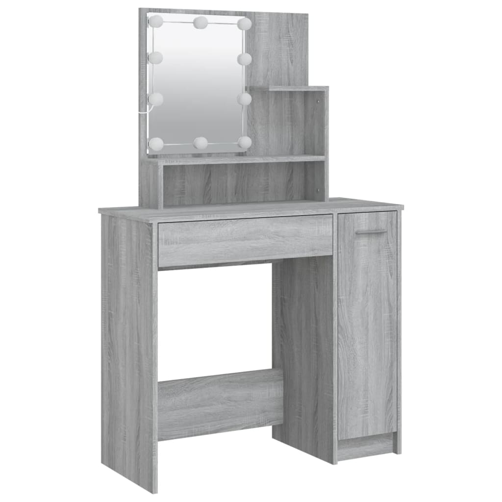 Dressing Table with LED Grey Sonoma 86.5x35x136 cm