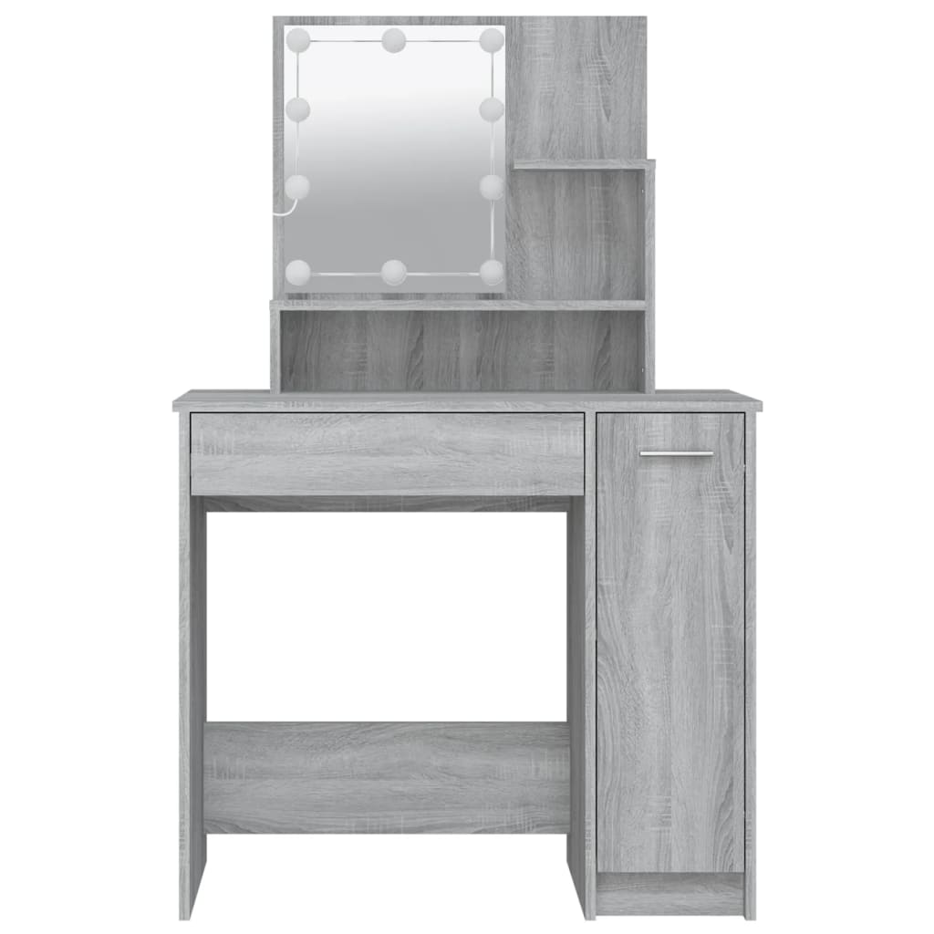 Dressing Table with LED Grey Sonoma 86.5x35x136 cm