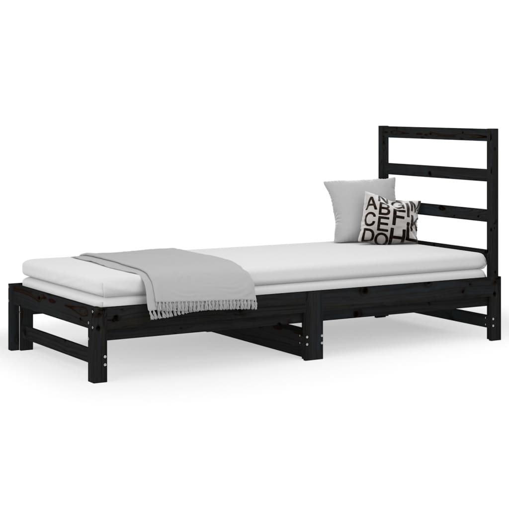 Pull-out Day Bed without Mattress Black 2x(90x190) cm