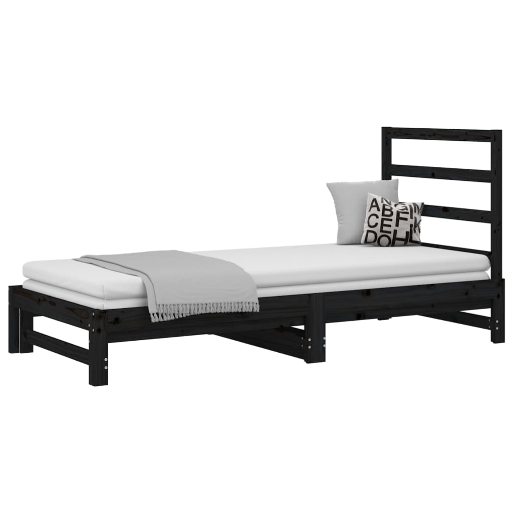 Pull-out Day Bed without Mattress Black 2x(90x190) cm