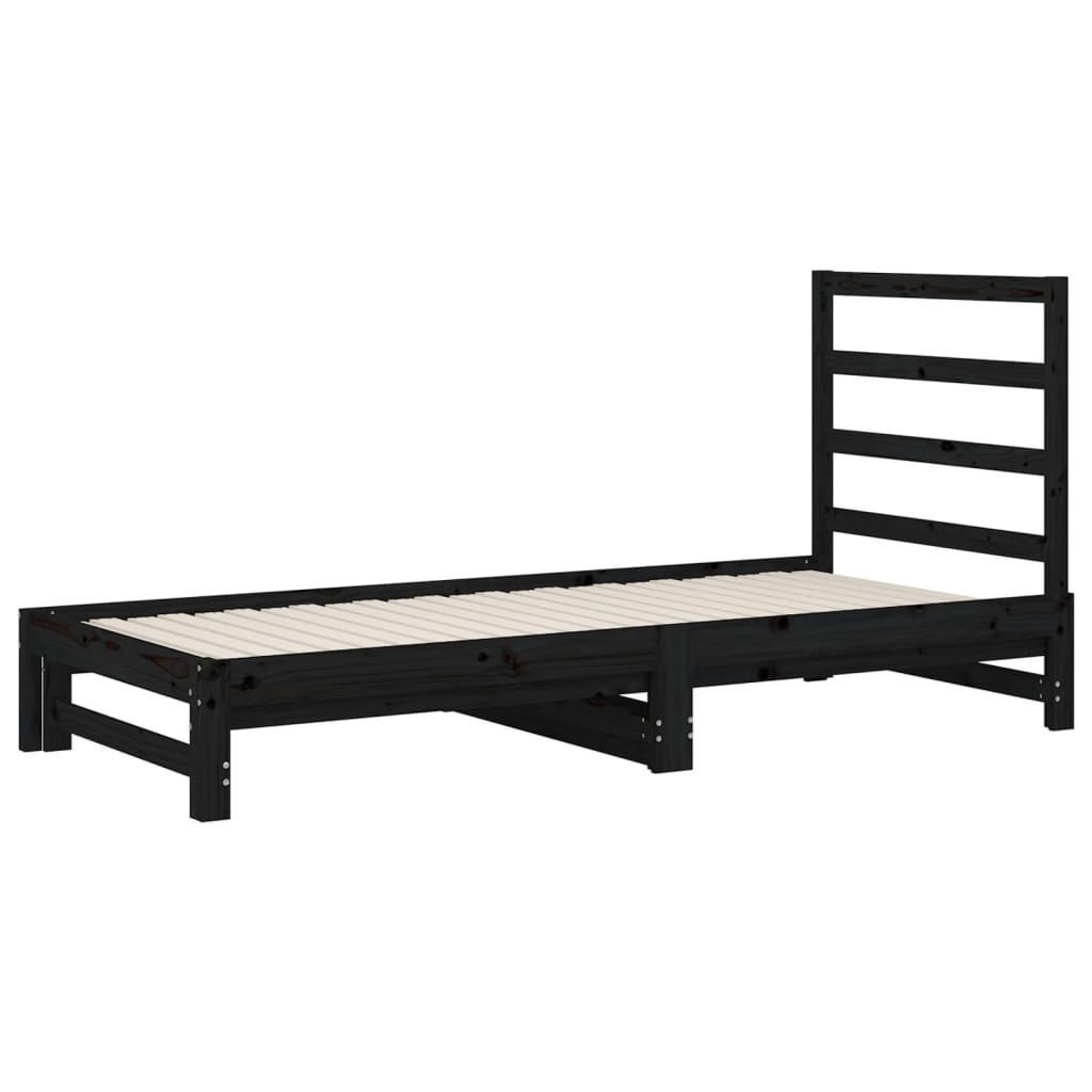 Pull-out Day Bed without Mattress Black 2x(90x190) cm