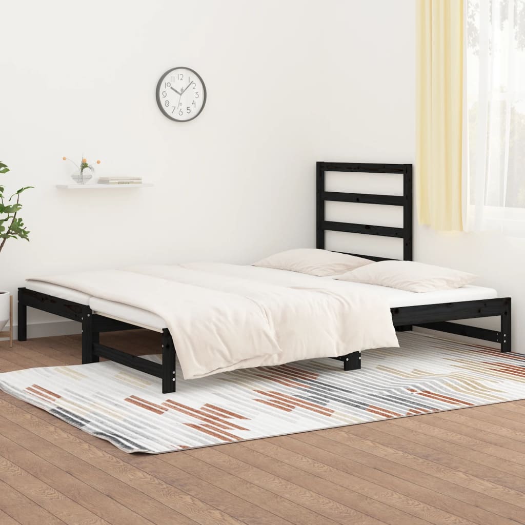 Pull-out Day Bed without Mattress Black 2x(90x190) cm