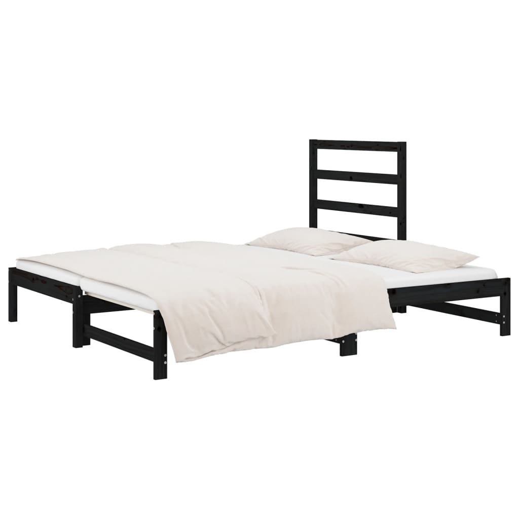 Pull-out Day Bed without Mattress Black 2x(90x190) cm