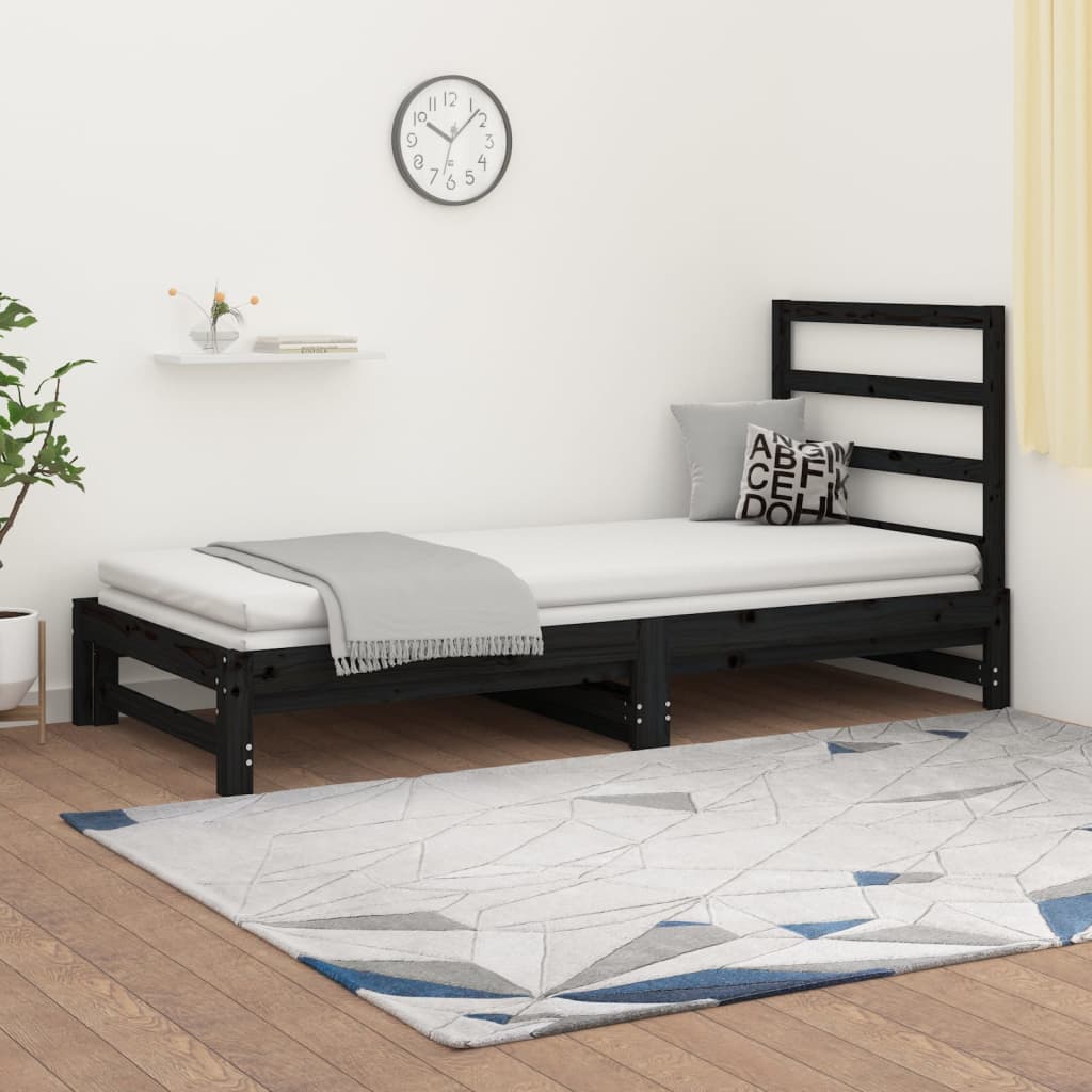 Pull-out Day Bed without Mattress Black 2x(90x190) cm