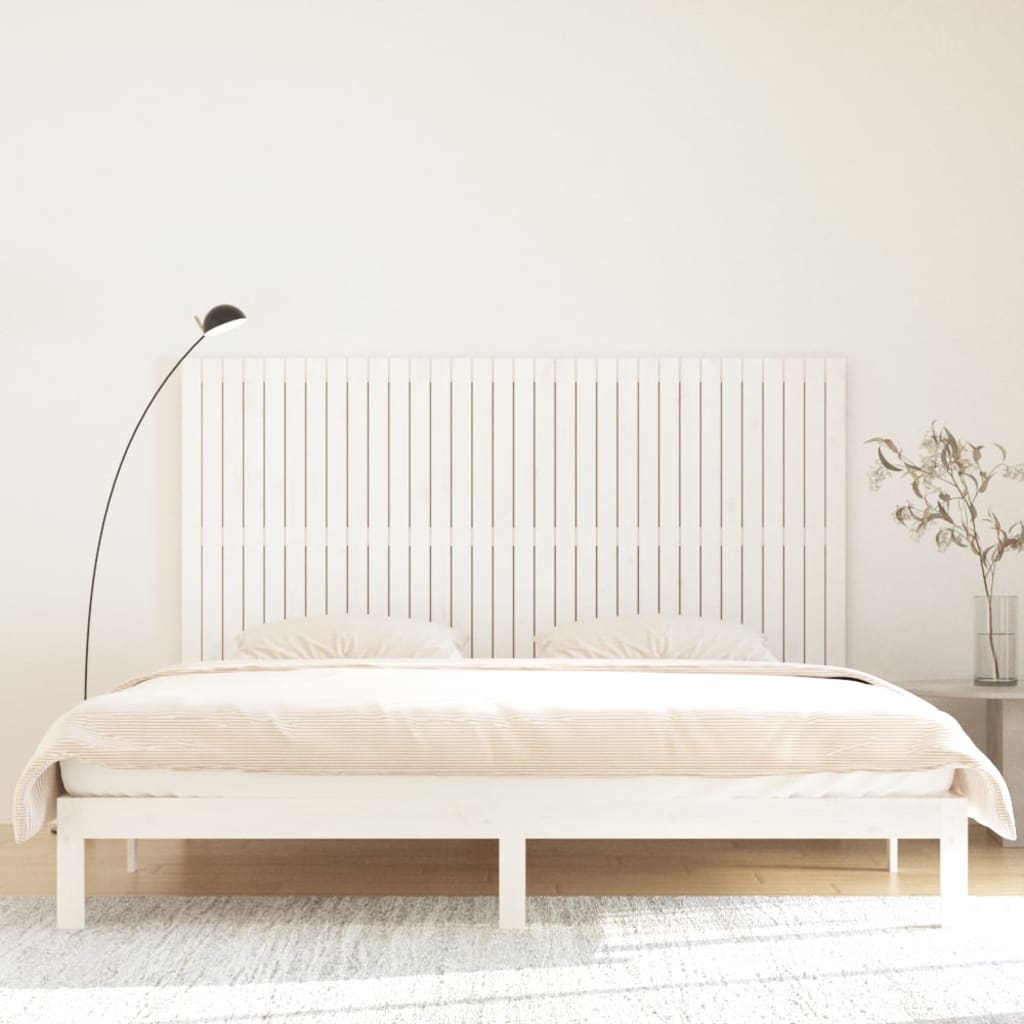 Wall Headboard White 204x3x110 cm Solid Wood Pine