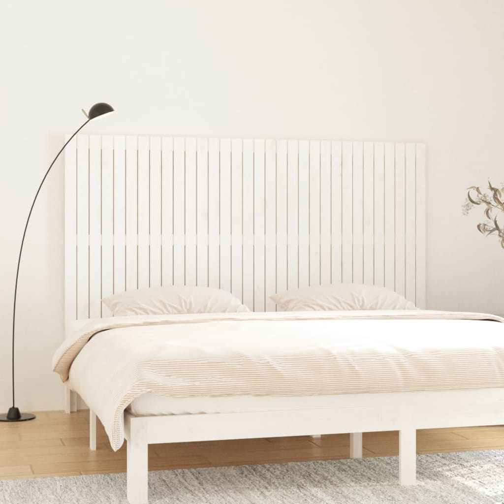 Wall Headboard White 204x3x110 cm Solid Wood Pine