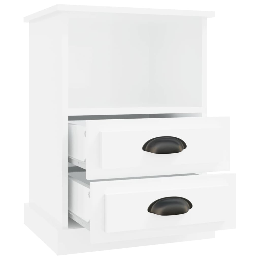 Bedside Cabinet High Gloss White 43x36x60 cm