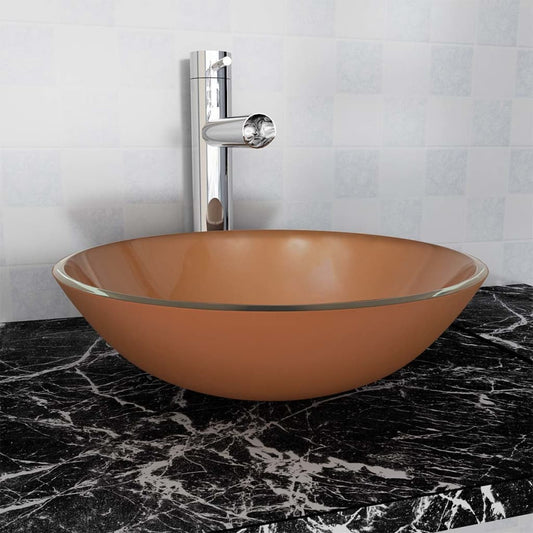 Basin Tempered Glass 42 cm Brown