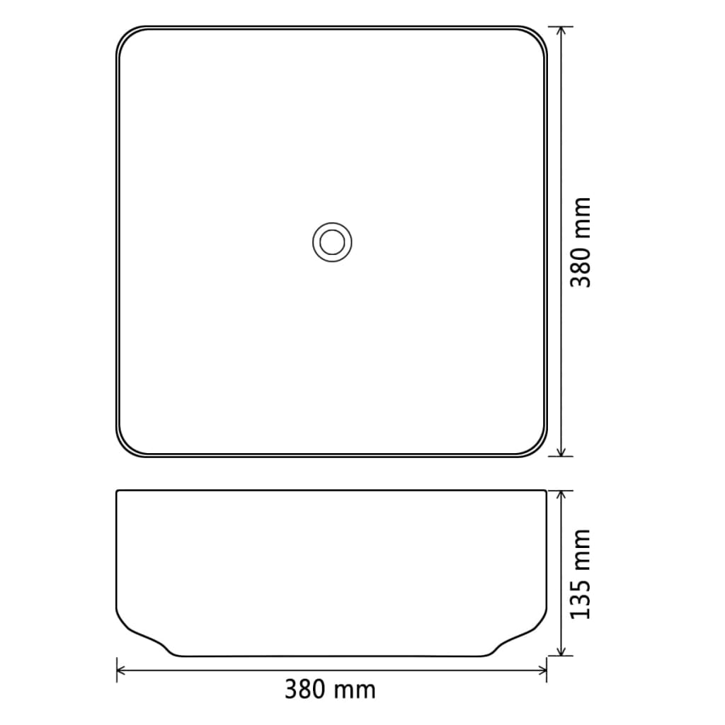 Basin Square Ceramic White 39x39x13.5 cm