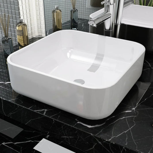 Basin Square Ceramic White 39x39x13.5 cm