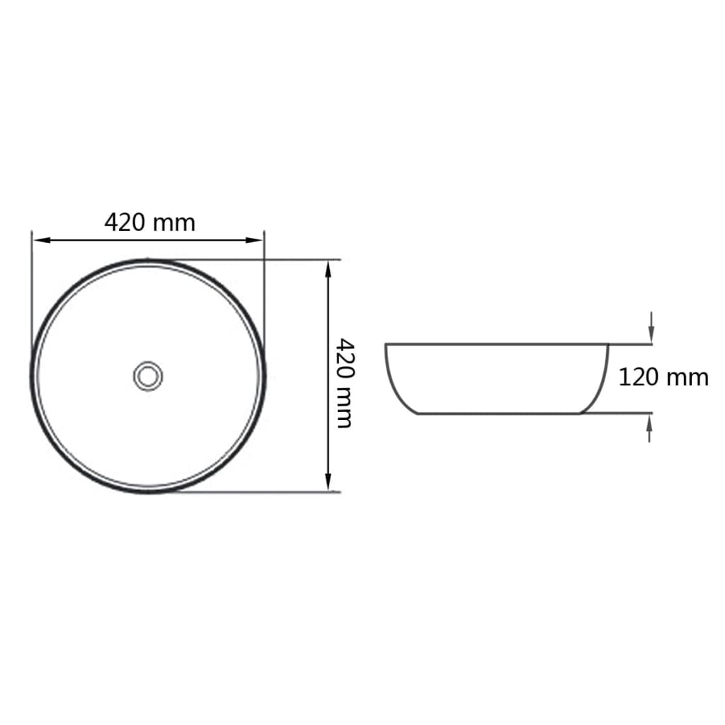 Basin Round Ceramic White 42x12 cm