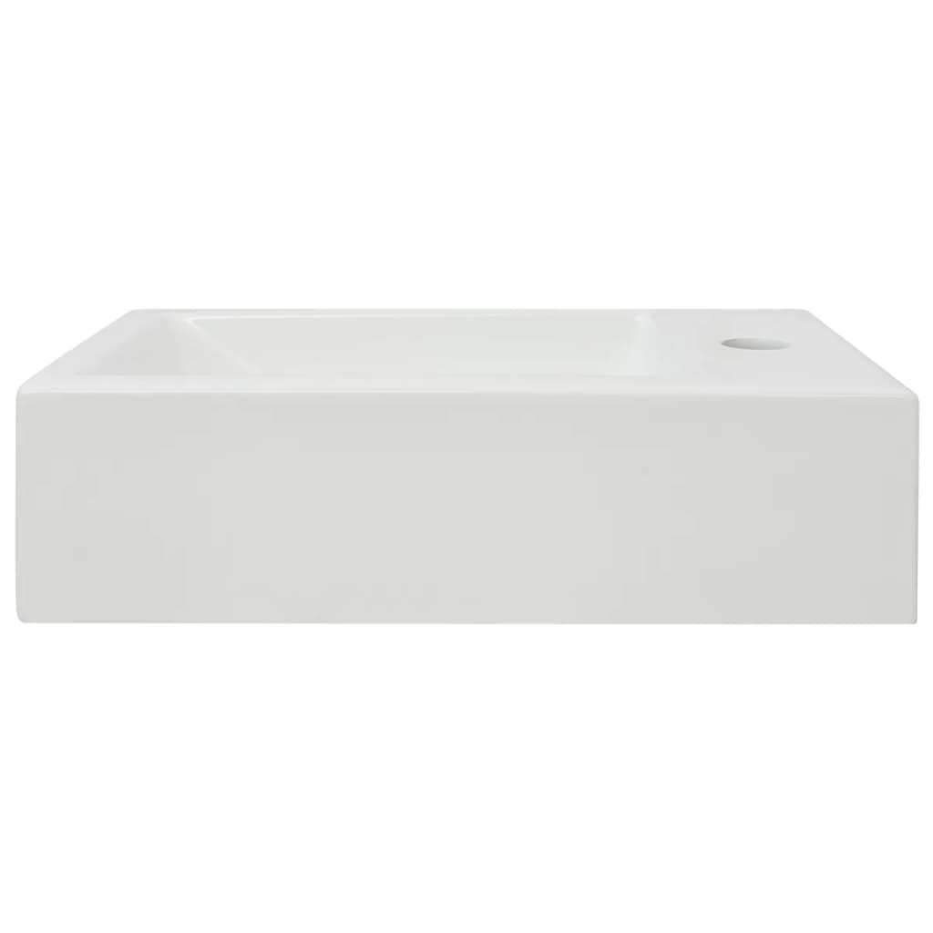 Basin with Faucet Hole Rectangular Ceramic White 46x25.5x12 cm