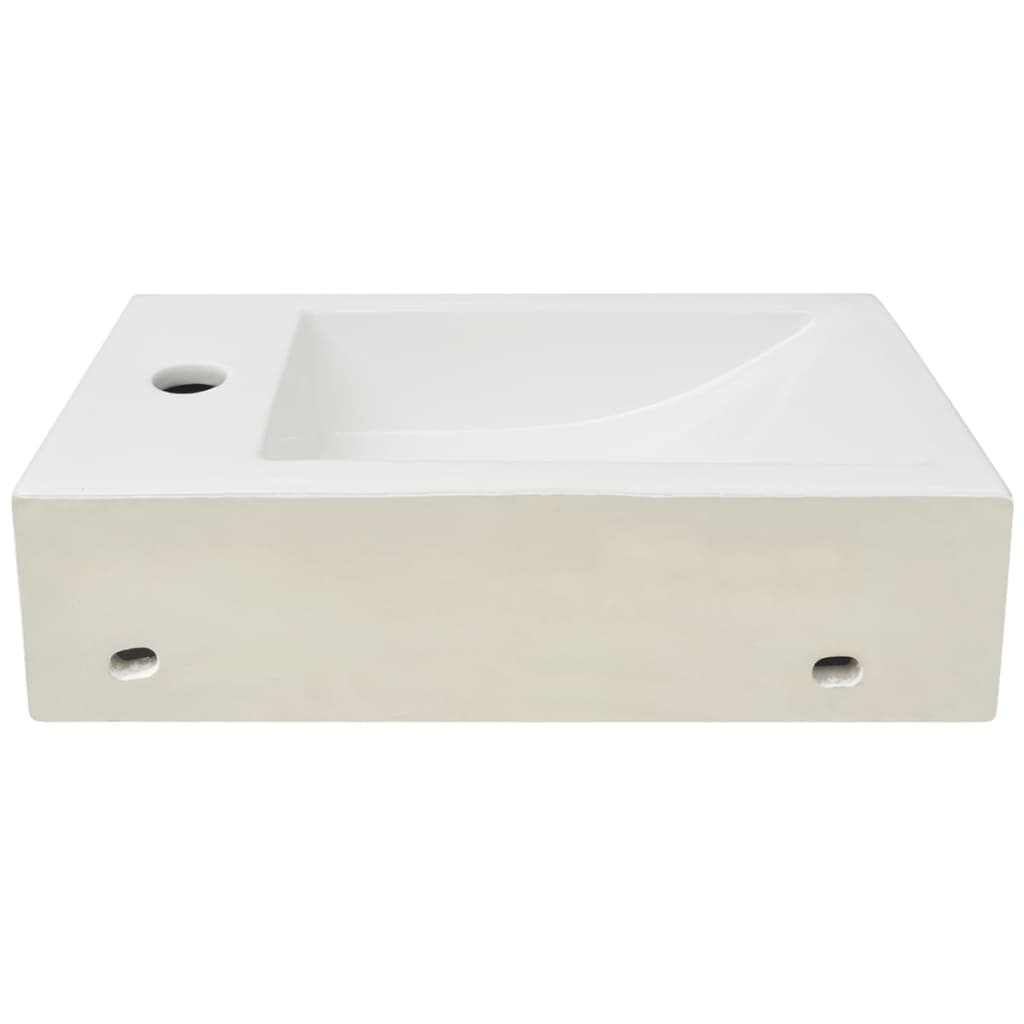 Basin with Faucet Hole Rectangular Ceramic White 46x25.5x12 cm