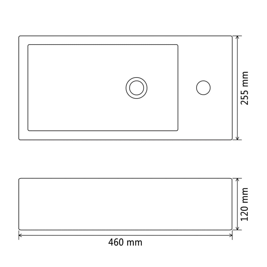 Basin with Faucet Hole Rectangular Ceramic White 46x25.5x12 cm