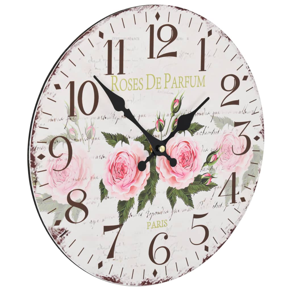 Vintage Wall Clock Flower 30 cm