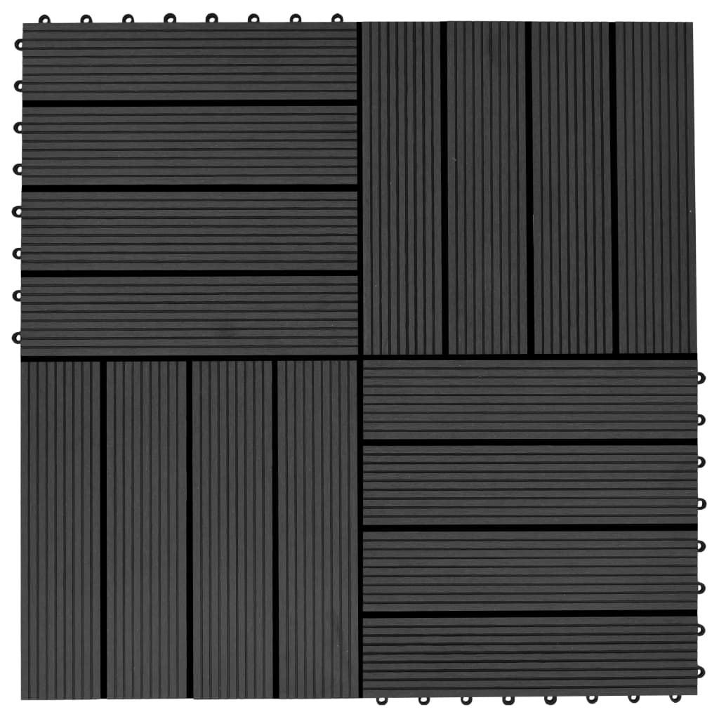 11 pcs Decking Tiles WPC 30x30 cm 1 sqm Black