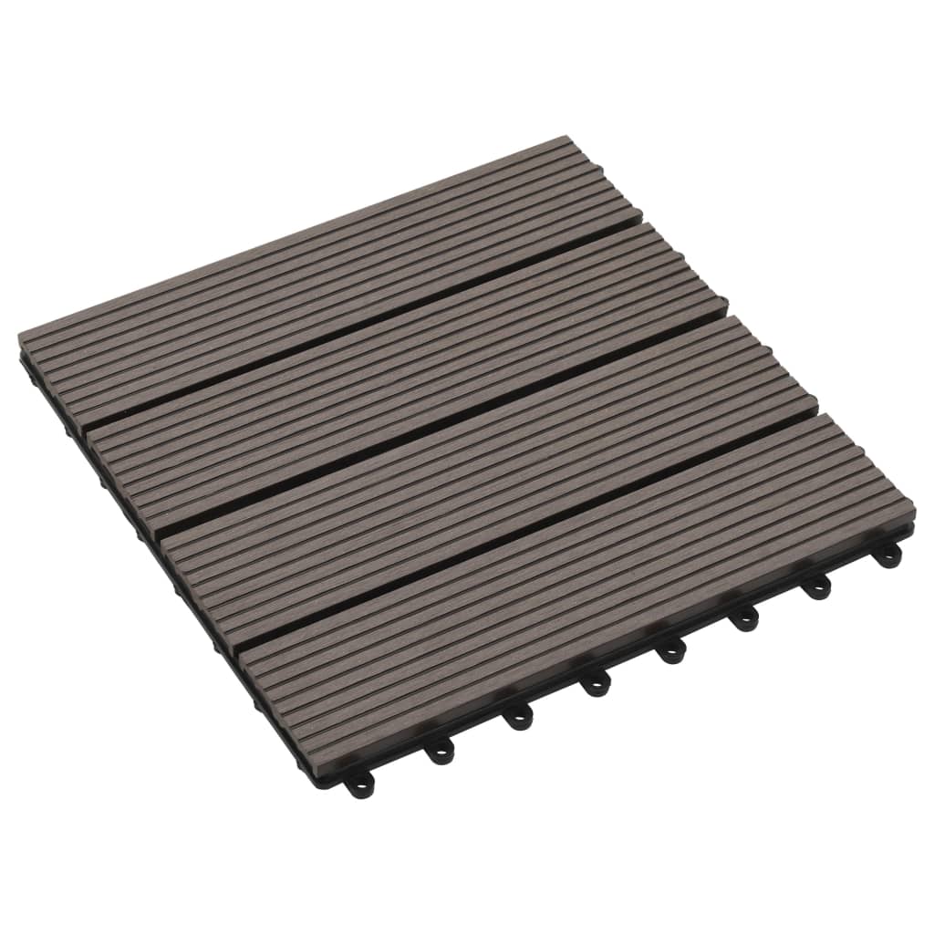 11 pcs Decking Tiles WPC 30x30 cm 1 sqm Dark Brown