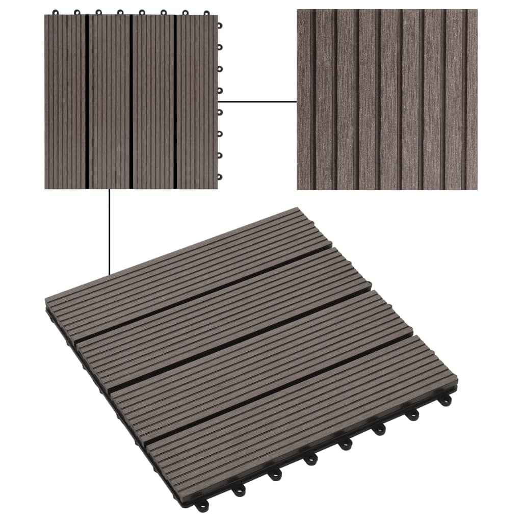 11 pcs Decking Tiles WPC 30x30 cm 1 sqm Dark Brown