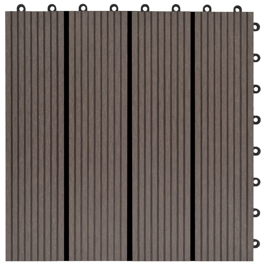 11 pcs Decking Tiles WPC 30x30 cm 1 sqm Dark Brown