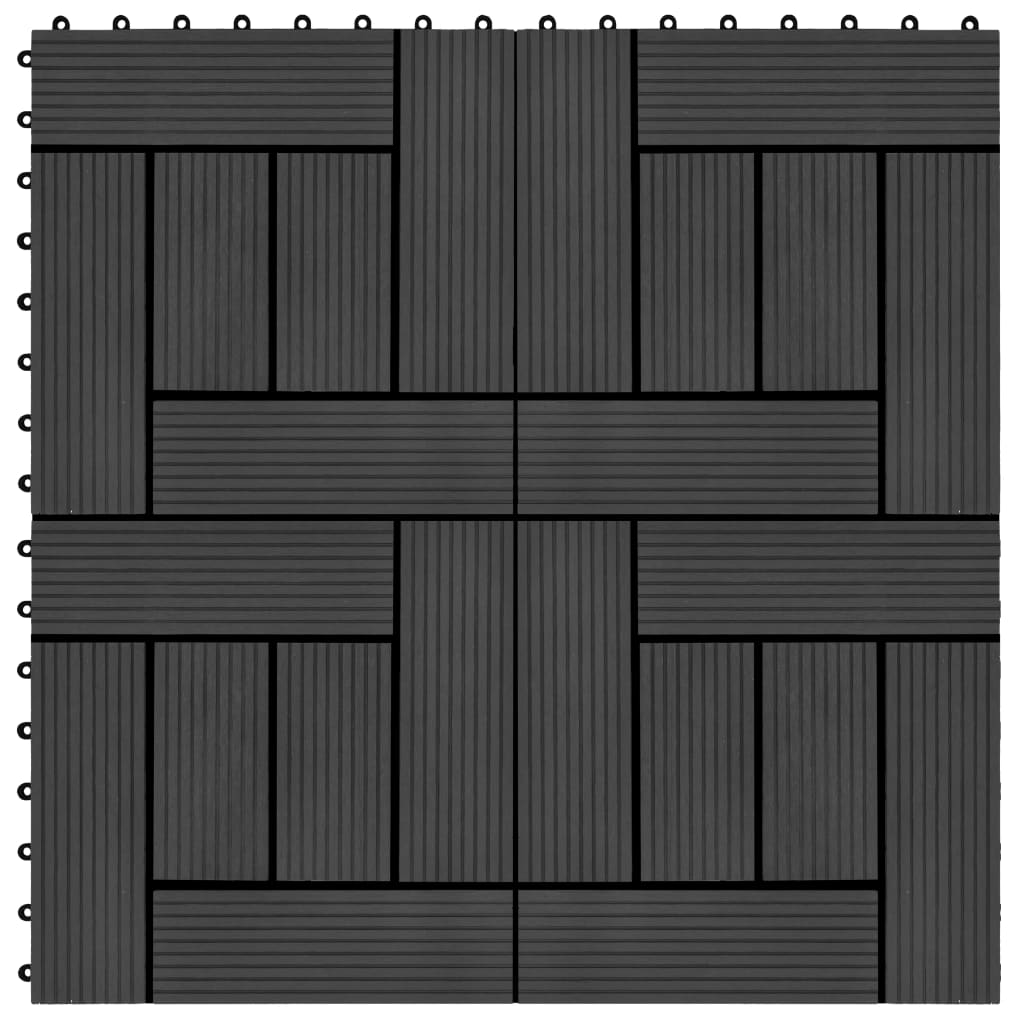 11 pcs Decking Tiles WPC 30x30 cm 1 sqm Black