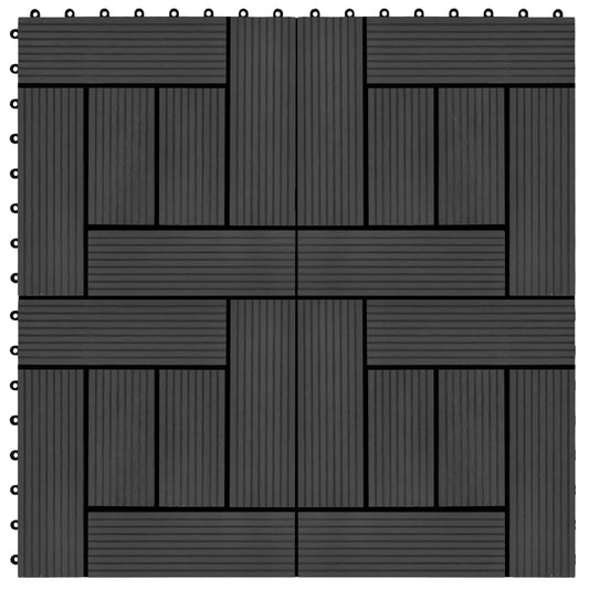 11 pcs Decking Tiles WPC 30x30 cm 1 sqm Black