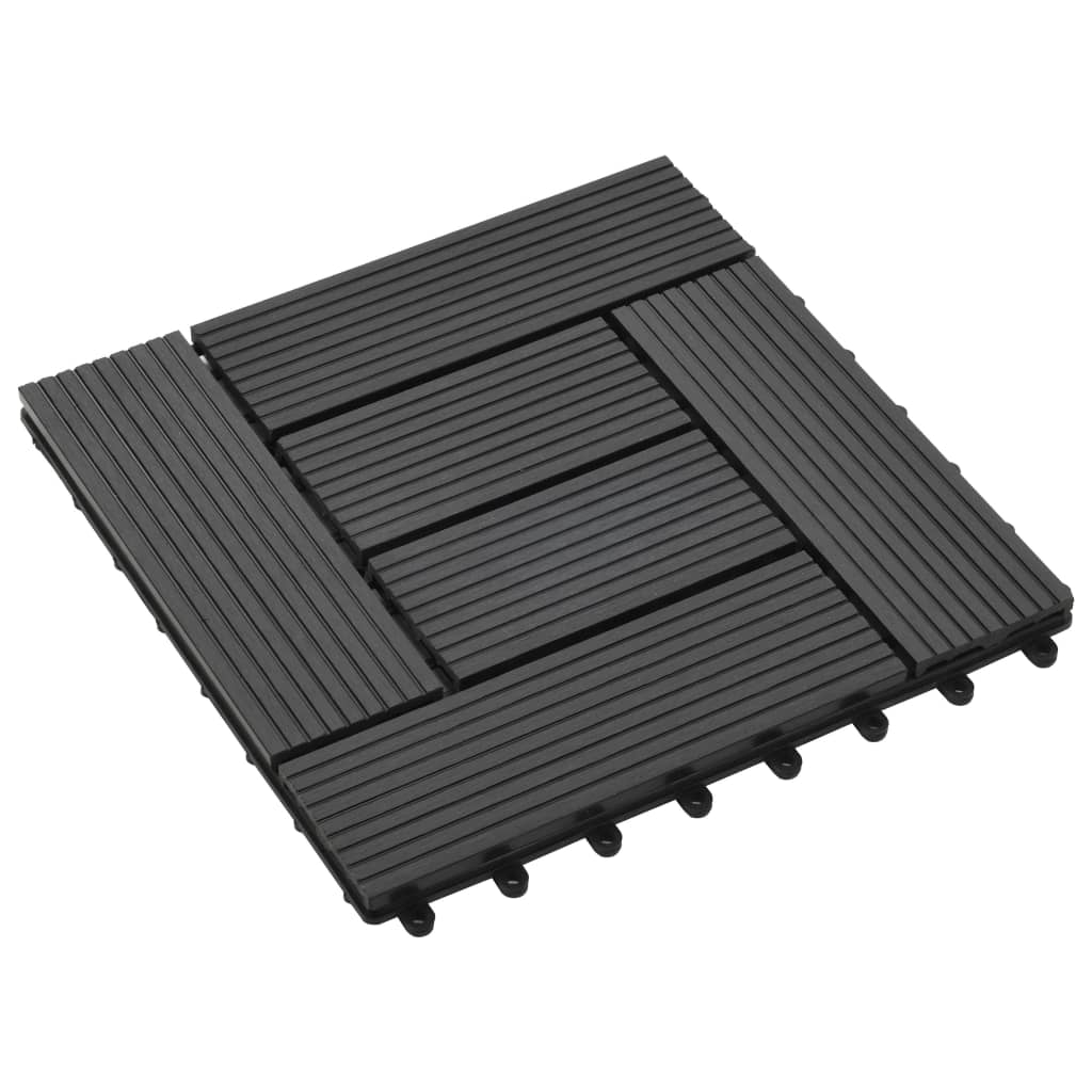 11 pcs Decking Tiles WPC 30x30 cm 1 sqm Black