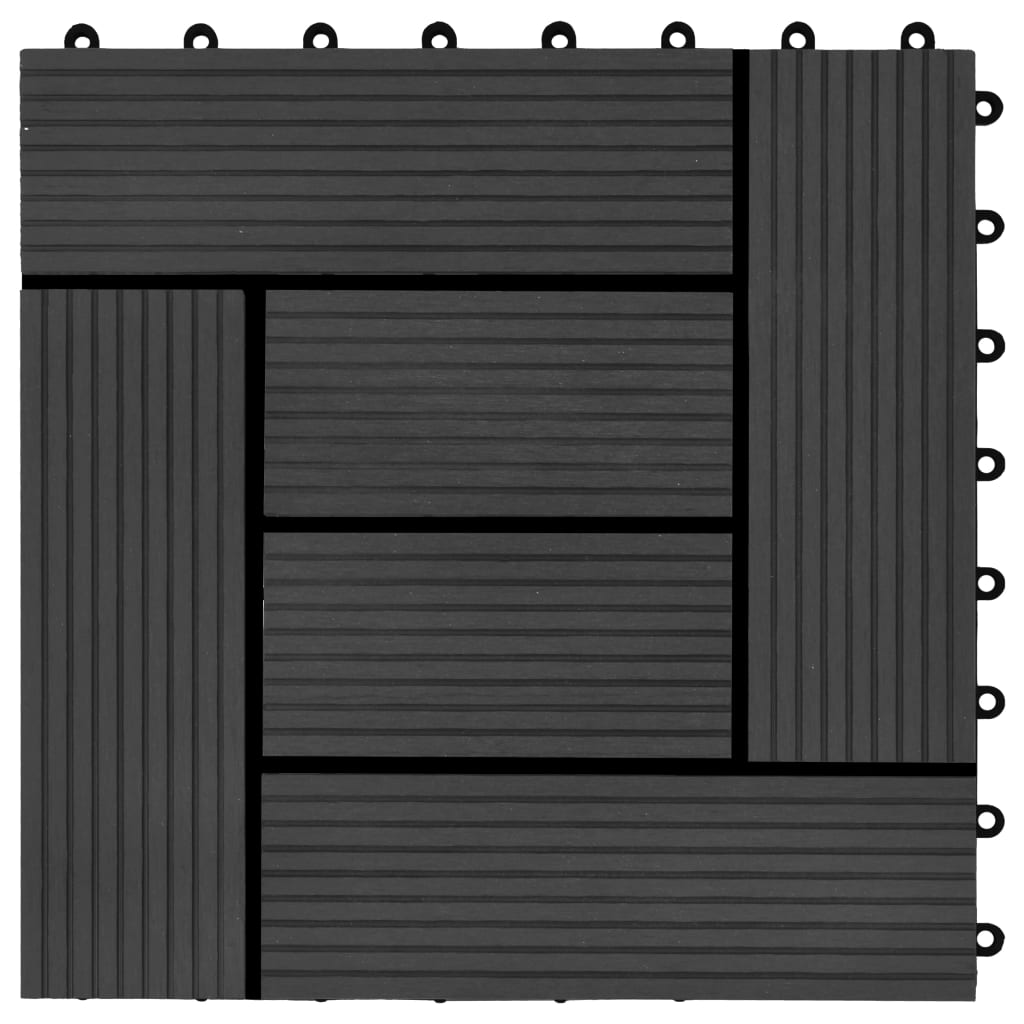 11 pcs Decking Tiles WPC 30x30 cm 1 sqm Black