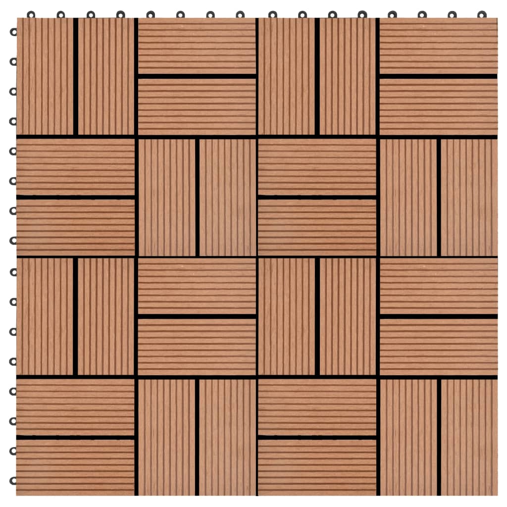 11 pcs Decking Tiles WPC 30x30 cm 1 sqm Brown