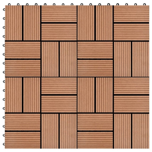 11 pcs Decking Tiles WPC 30x30 cm 1 sqm Brown