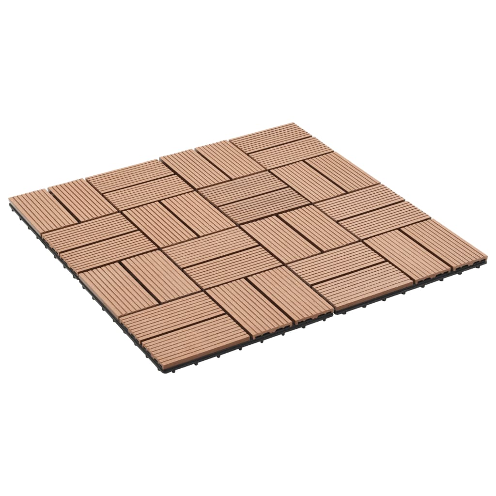 11 pcs Decking Tiles WPC 30x30 cm 1 sqm Brown