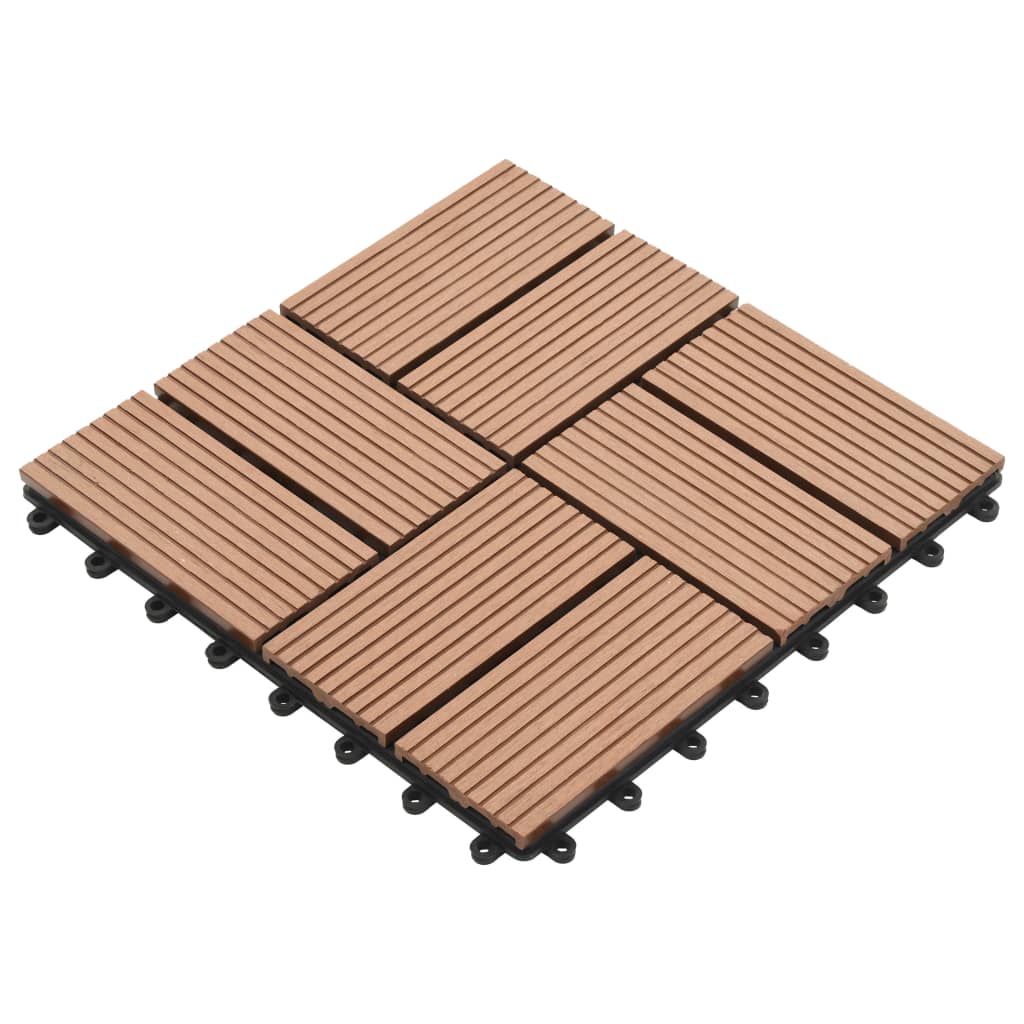 11 pcs Decking Tiles WPC 30x30 cm 1 sqm Brown