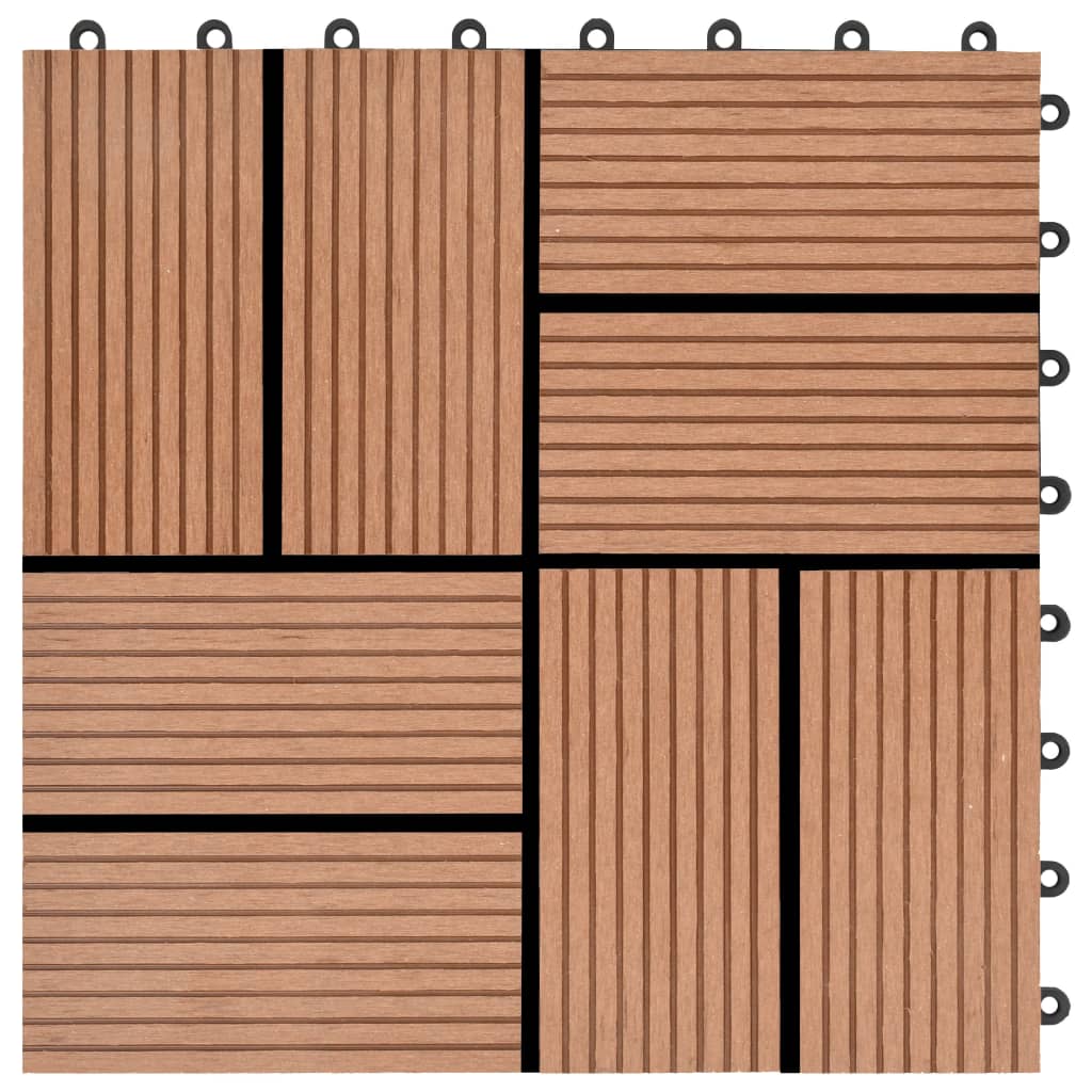 11 pcs Decking Tiles WPC 30x30 cm 1 sqm Brown