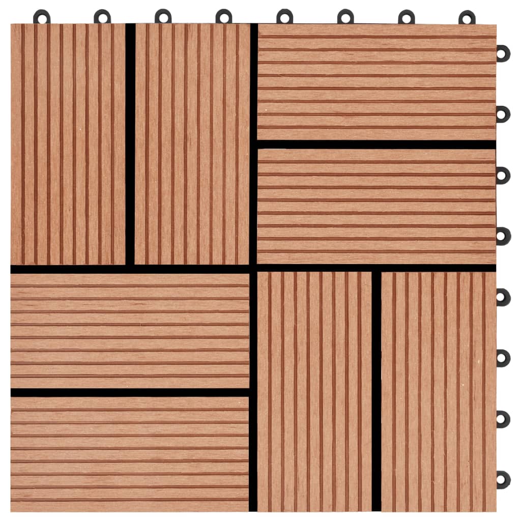 11 pcs Decking Tiles WPC 30x30 cm 1 sqm Teak Colour