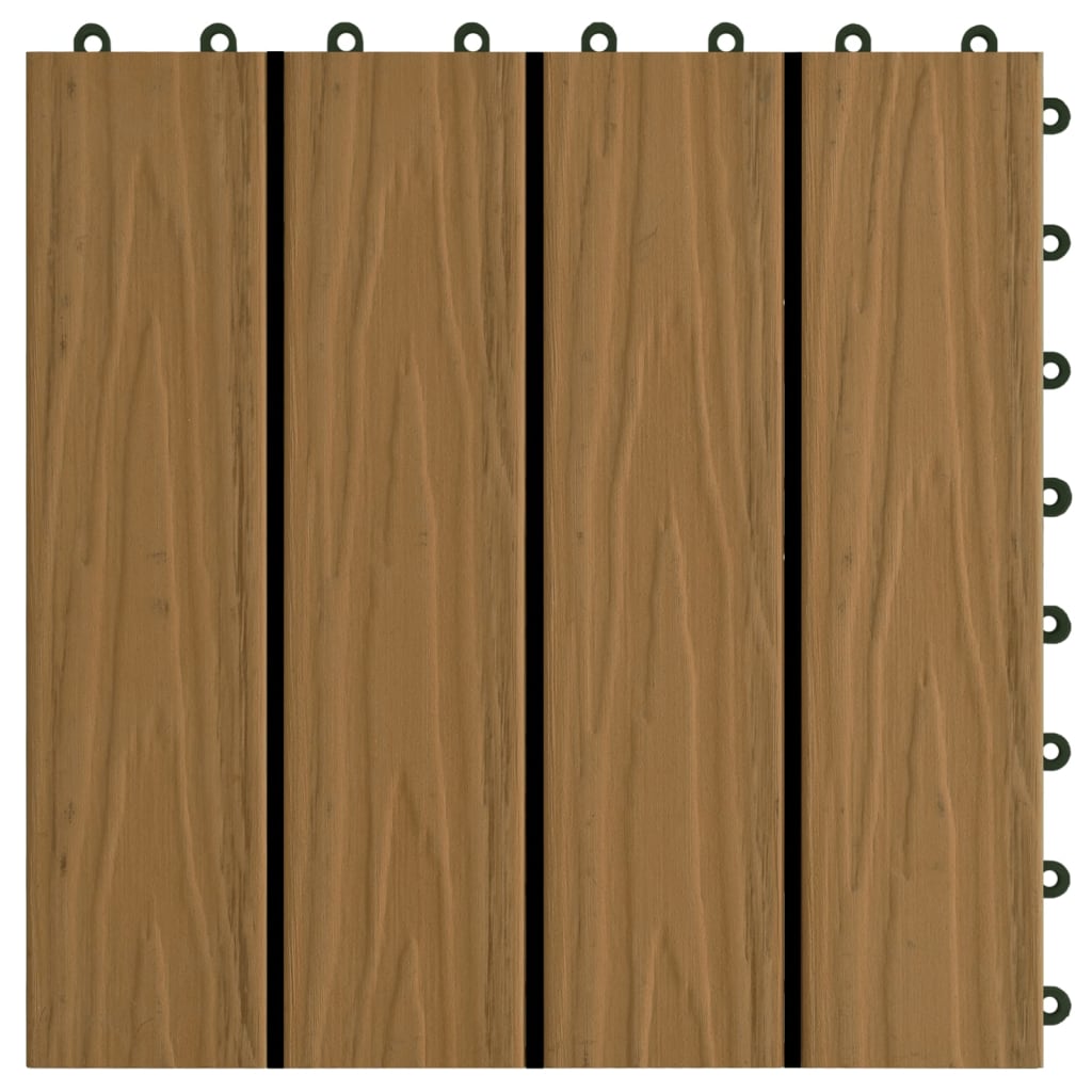 11 pcs Decking Tiles Deep Embossed WPC 30x30 cm 1 sqm Teak Colour