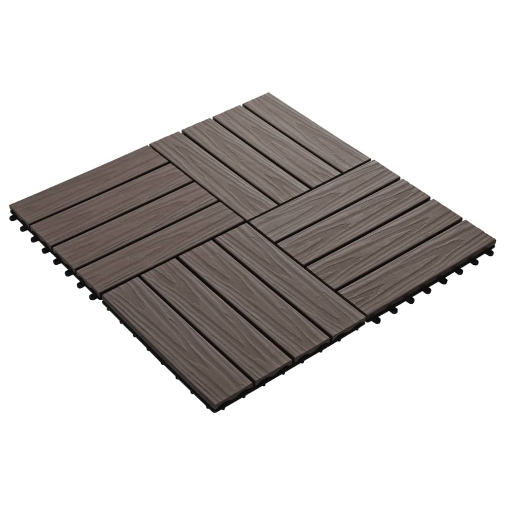 11 pcs Decking Tiles Deep Embossed WPC 30x30 cm 1 sqm Dark Brown