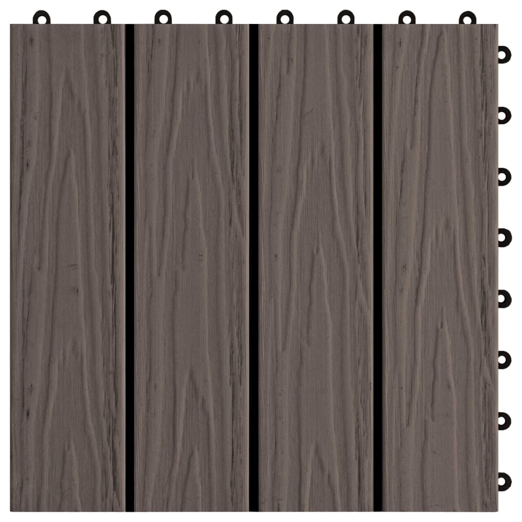 11 pcs Decking Tiles Deep Embossed WPC 30x30 cm 1 sqm Dark Brown