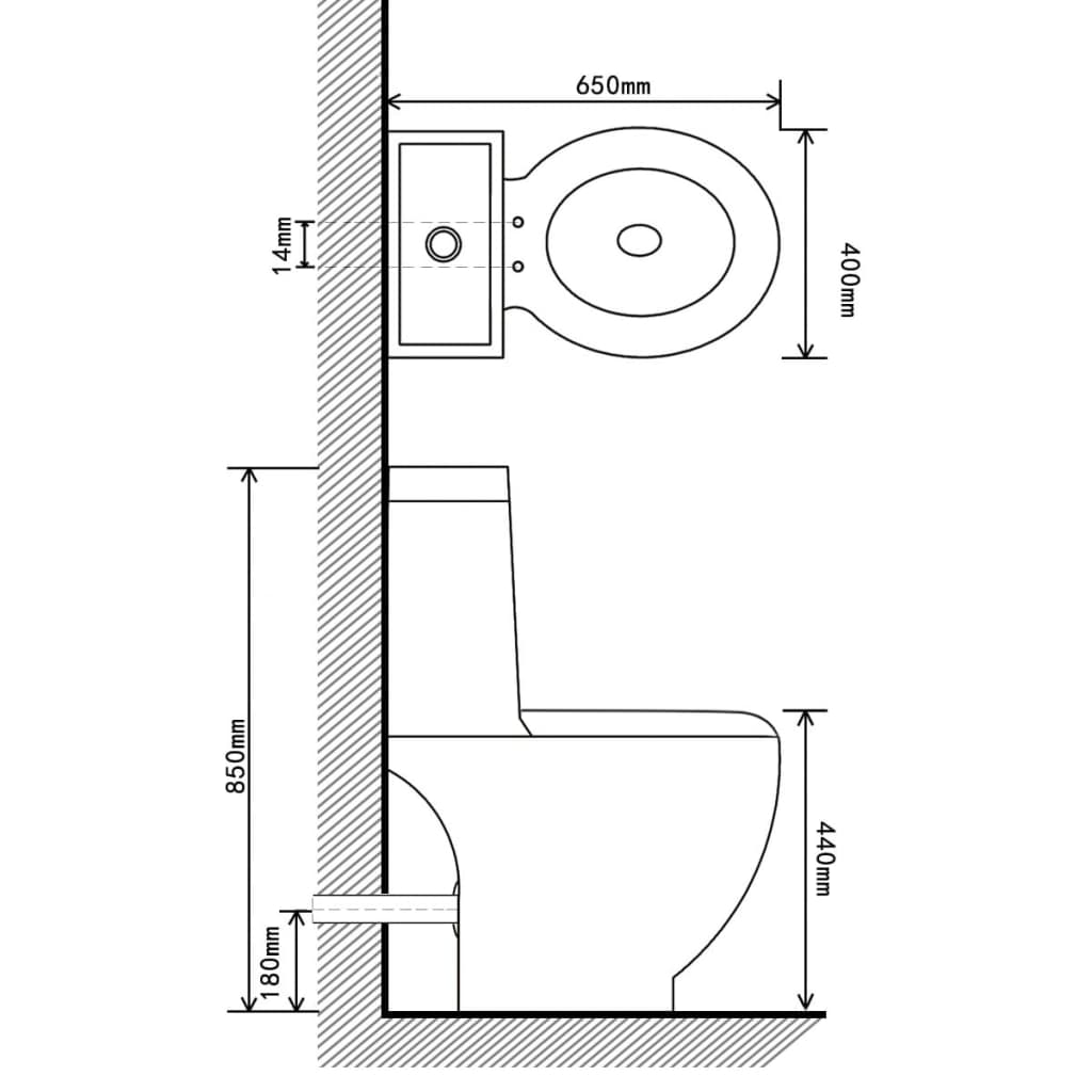 Ceramic Toilet Back Water Flow Black