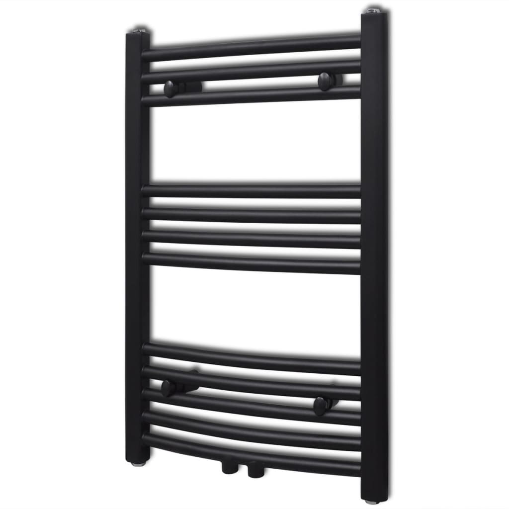 Bathroom Heating Towel Rail Radiator Curve 500x764 mm Black