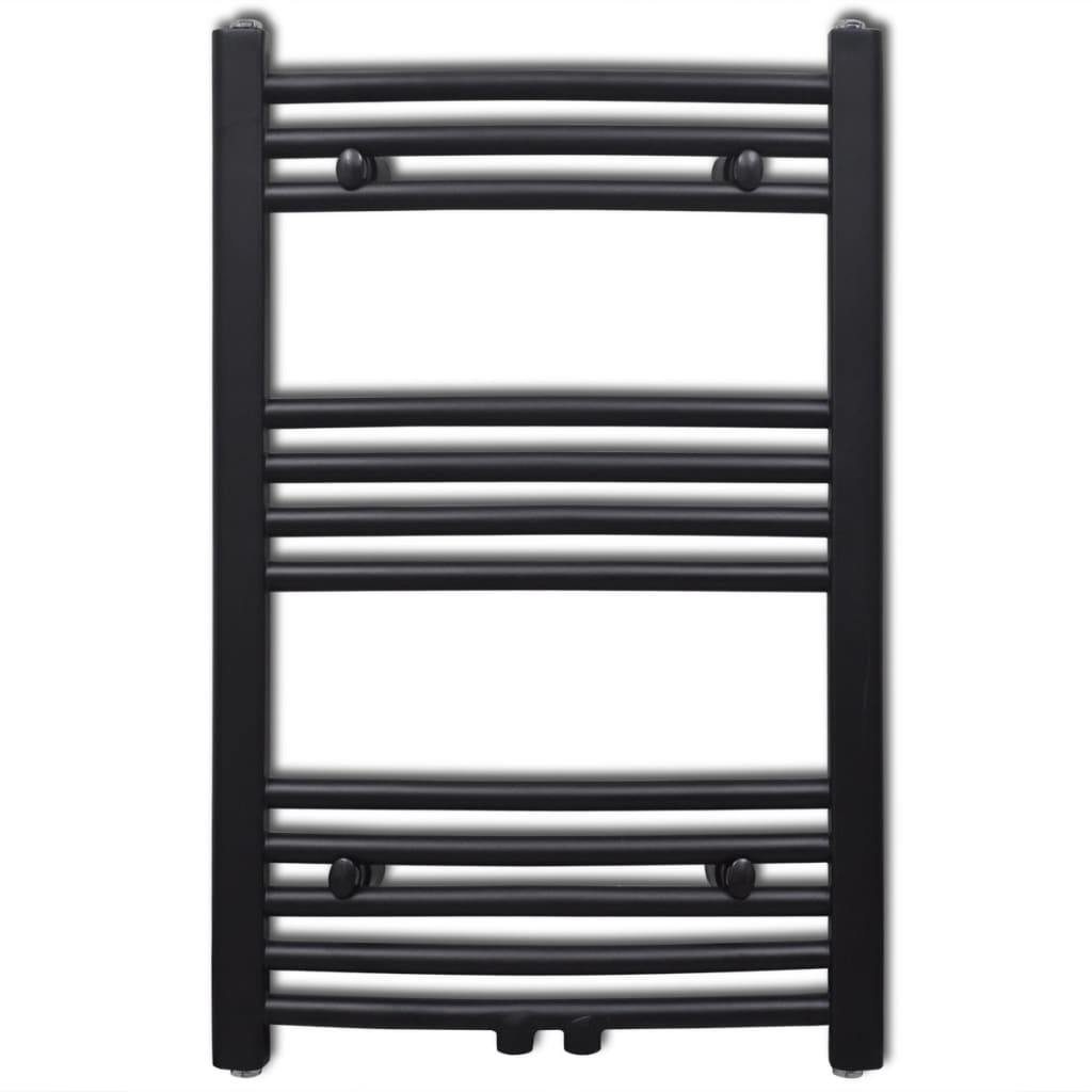 Bathroom Heating Towel Rail Radiator Curve 500x764 mm Black