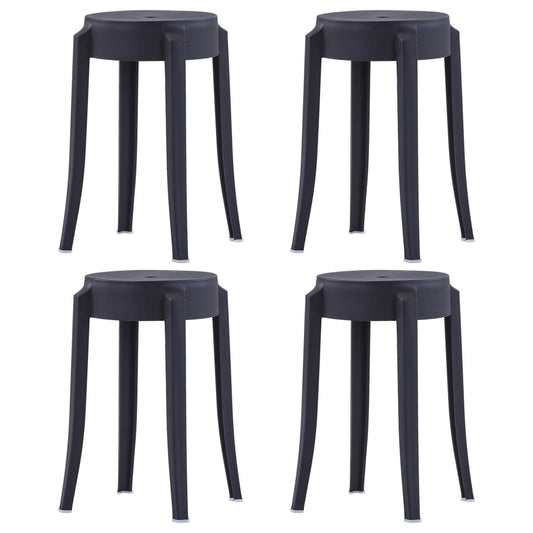 Stackable Stools 4 pcs Black Plastic