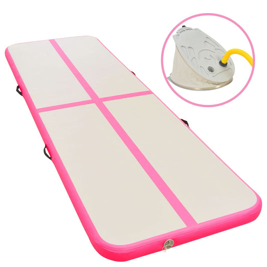 Inflatable Gymnastics Mat with Pump 500x100x10 cm PVC Pink