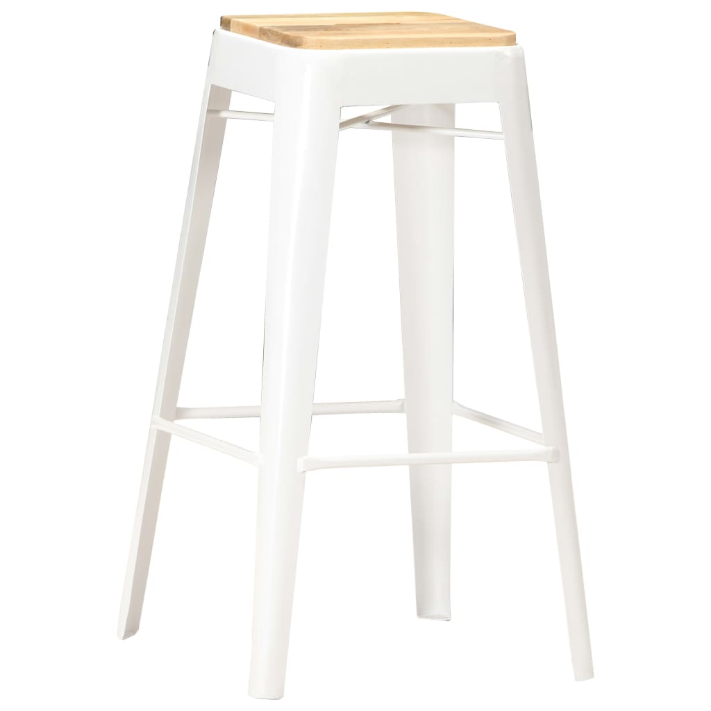 Bar Stools 4 pcs White Solid Mango Wood