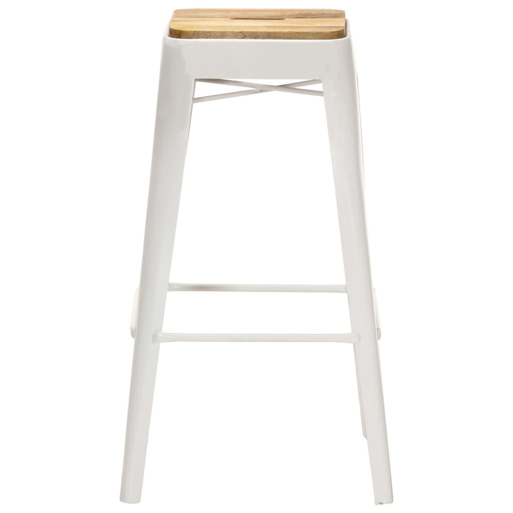 Bar Stools 4 pcs White Solid Mango Wood